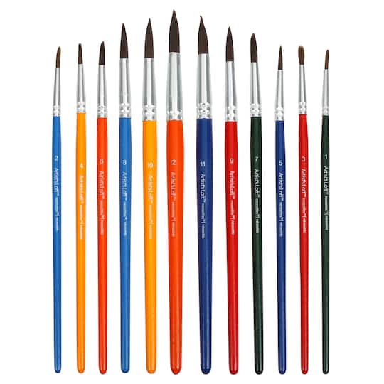 Necessities&#x2122; Synthetic Watercolor Round 12 Piece Brush Set by Artist&#x27;s Loft&#xAE;